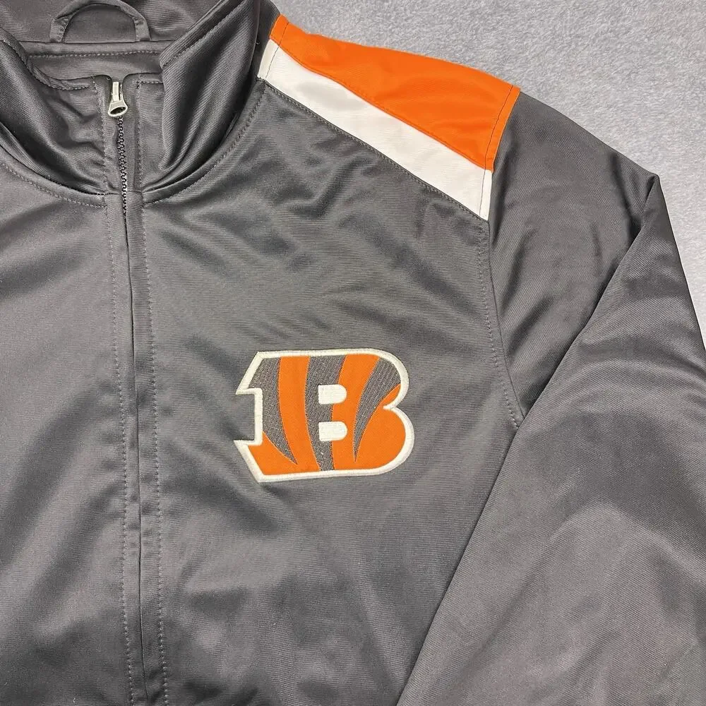 Cincinnati Bengals nfl jacket black orange zip up size medium
